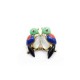 BROCHE OISEAUX INSEPARABLES EN OR JAUNE 18K PIERRES DIAMANTS 9.8 GR BIRDS BROOCH