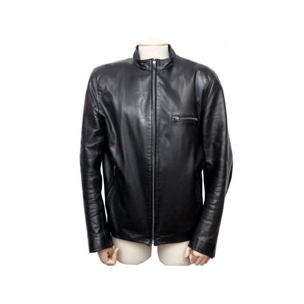 VESTE AGNES B BLOUSON EN CUIR NOIR HOMME 48 M BIKER BLACK JACKET COAT 1500€