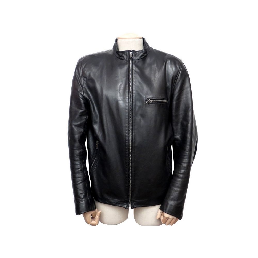 veste agnes b blouson en cuir noir homme 48 m biker