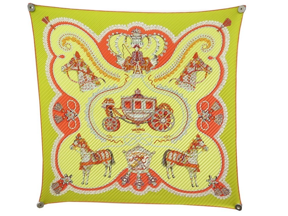 Foulard Hermès PAPEROLES En Soie - Occasion, Noir, Fabriqué En Italie