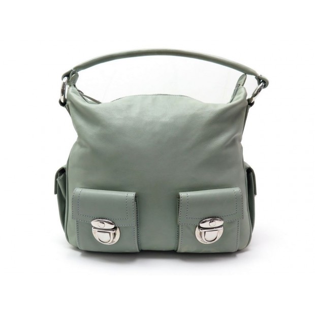 SAC A MAIN MARC JACOBS 30 CM EN CUIR VERT D'EAU AQUA GREEN LEATHER HAND BAG 415€