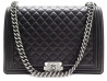 sac a main chanel grand boy en cuir matelasse noir