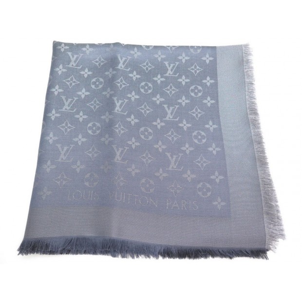 NEUF CHALE LOUIS VUITTON MONOGRAM SHINE M75120 EN SOIE ANTRACITE SILK SCARF 460€