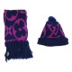 BONNET + ECHARPE LOUIS VUITTON MONOGRAM EN LAINE BLEU & ROSE WOOL SCARF CAP 615€