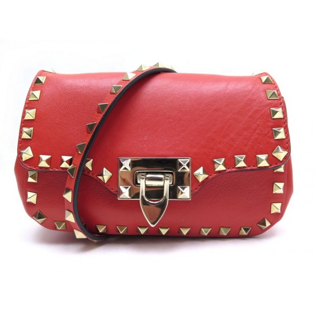 SAC VALENTINO ROCKSTUD CUIR ROUGE 