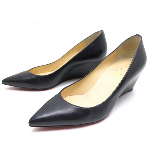 CHAUSSURES CHRISTIAN LOUBOUTIN PIPINA 55 ESCARPINS 36.5 EN CUIR NOIR SHOES 595€