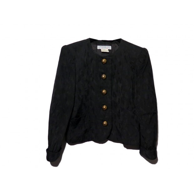 VESTE YVES SAINT LAURENT TAILLE 44 L EN COTON NOIR & BOUTONS DORES JACKET 1890