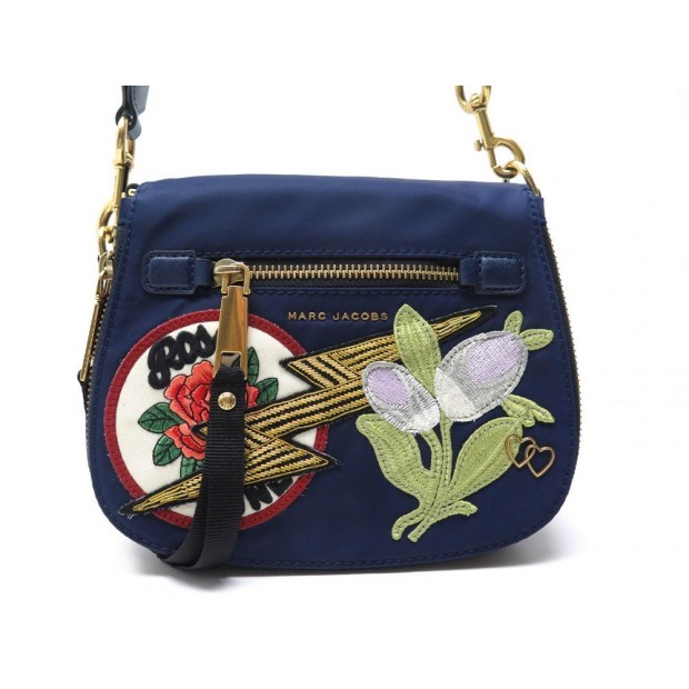 NEUF SAC A MAIN MARC JACOBS NOMAD PATCHWORK SMALL BANDOULIERE EN NYLON BLEU 435€