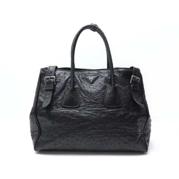 SAC A MAIN PRADA EN CUIR D'AUTRUCHE NOIR PORTE EPAULE OSTRICH LEATHER BAG 8000€