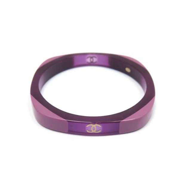 BRACELET CHANEL T19 EN PLEXIGLAS VIOLET & ROSE PINK & PURPLE PLASTIC BANGLE 545€