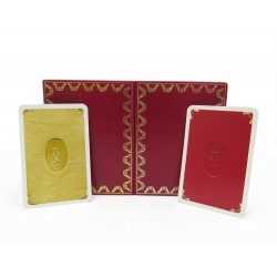 JEUX DE CARTES CARTIER AVEC BOITE EN CUIR ROUGE RED LEATHER WALLET DECK OF CARDS