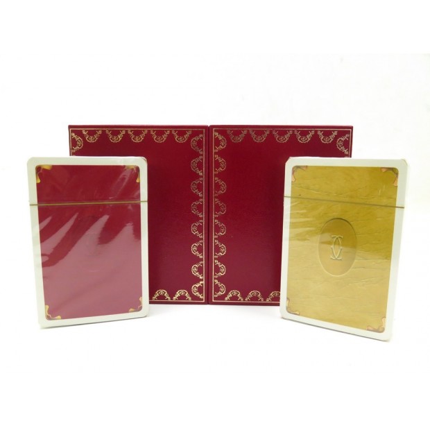 NEUF JEUX DE CARTES CARTIER AVEC BOITE CUIR ROUGE LEATHER WALLET DECK OF CARDS