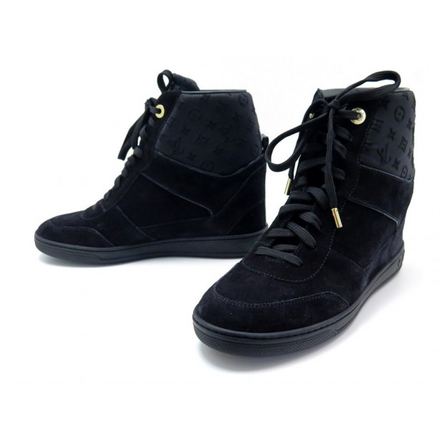 NEUF CHAUSSURES LOUIS VUITTON MILLENIUM BASKETS 39 EN DAIM WEDGE SNEAKERS 815€