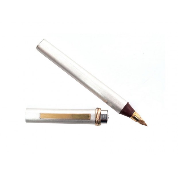 STYLO PLUME MUST DE CARTIER TRINITY 3 ORS EN OR ET ACIER STEEL FOUNTAIN PEN 700