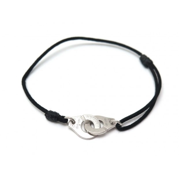 BRACELET DINH VAN MENOTTES R12 ARGENT SILVER CORDON NOIR HANDCUFF 