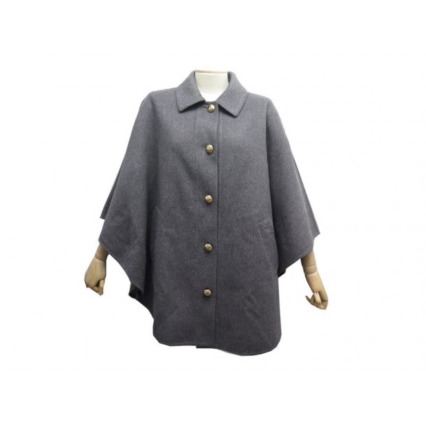 MANTEAU LOUIS VUITTON CAPE TAILLE 42 L EN LAINE ET ANGORA GRIS WOOL COAT 2600