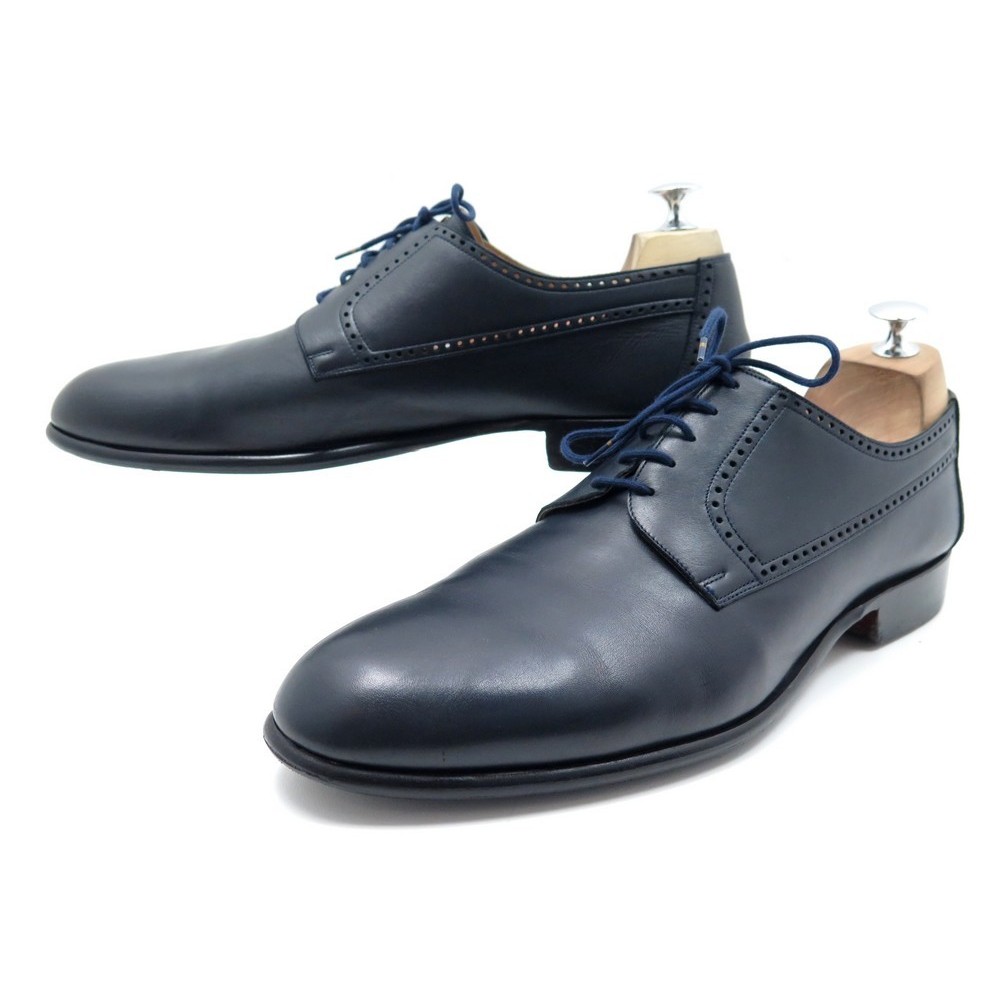 chaussures hermes derby 44.5 en cuir bleu perfore