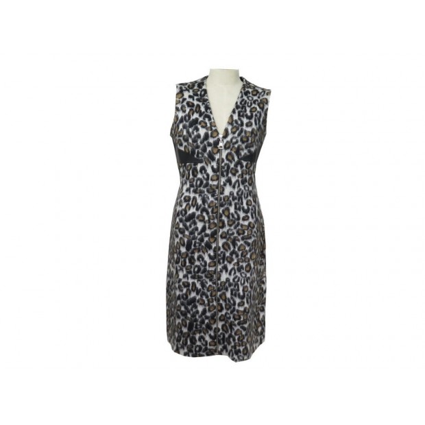 NEUF ROBE LOUIS VUITTON TAILLE L 42 ZIPPE EN LAINE LEOPARD WOOL DRESS NEW 1600