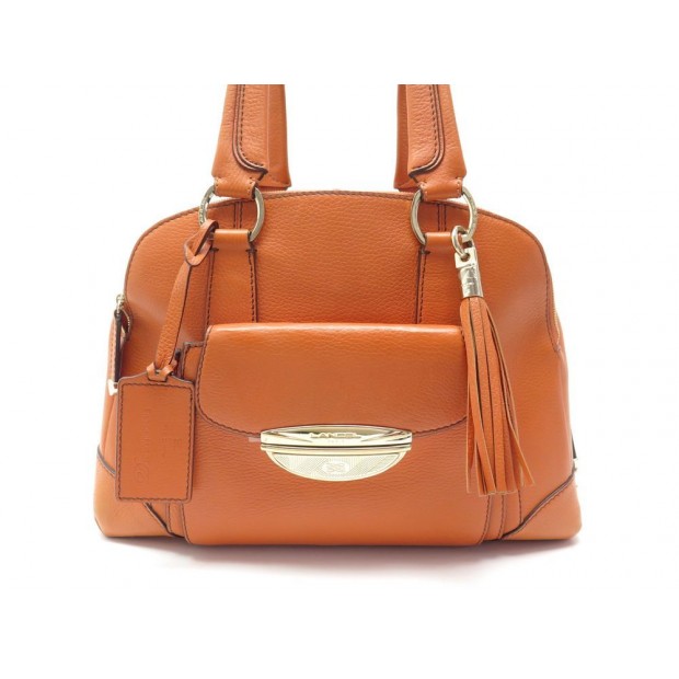 SAC A MAIN LANCEL ADJANI GM A03433 EN CUIR GRAINE ORANGE LEATHER HANDBAG 990€