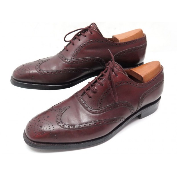 CHAUSSURES JM WESTON 376 RICHELIEU 9C 43 BOUT FLEURI EN CUIR BORDEAUX SHOES 690€