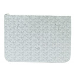 NEUF POCHETTE A MAIN GOYARD SENAT MM EN TOILE BLANC SAC + BOITE CLUTCH NEW 650€