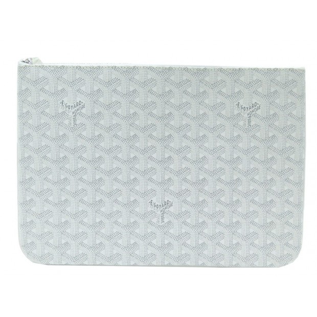 NEUF POCHETTE A MAIN GOYARD SENAT MM EN TOILE BLANC SAC + BOITE CLUTCH NEW 650€