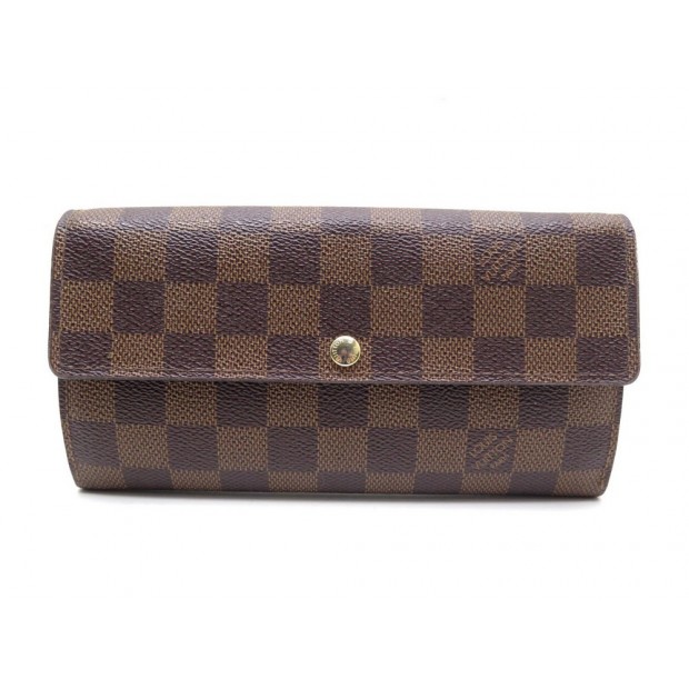 PORTEFEUILLE LOUIS VUITTON EMILIE TOILE DAMIER MARRON WALLET BROWN CANVAS 335