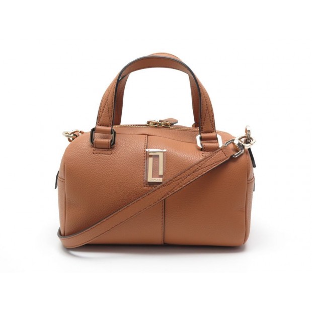 NEUF SAC A MAIN LANCEL LOLA NANO BOWLING EN CUIR GRAINE CAMEL BANDOULIERE 475€