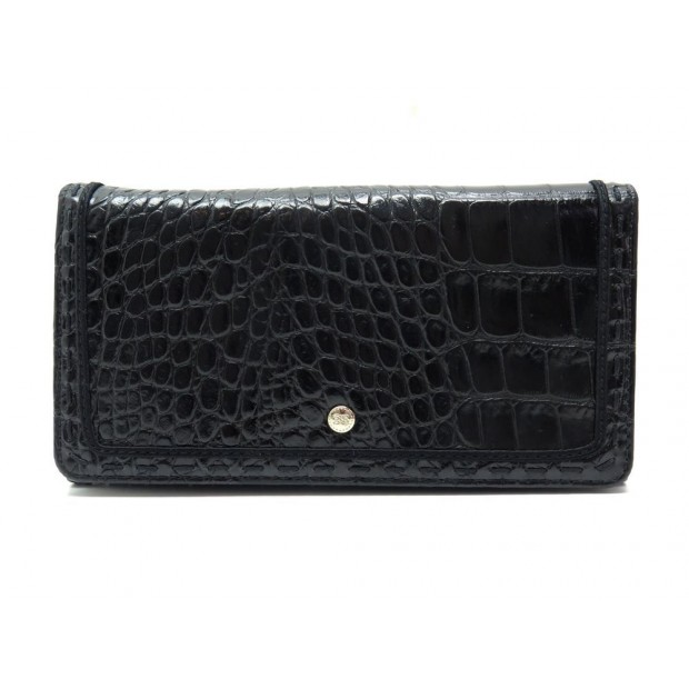 PORTEFEUILLE LANCEL PREMIER FLIRT A03980 CUIR FACON CROCODILE NOIR WALLET 275€