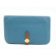 PORTEFEUILLE HERMES DOGON DUO EN CUIR TOGO BICOLORE BLEU ET GOLD BILLFOLD 1500