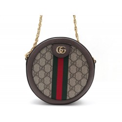 NEUF SAC A MAIN GUCCI 550618 MINI ROND OPHIDIA GG TOILE & CUIR BANDOULIERE 980€