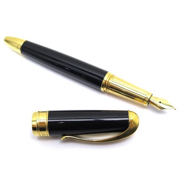 NEUF STYLO PLUME DAVIDOFF EN OR 18K ET RESINE NOIR NEW GOLD AND BLACK RESIN PEN