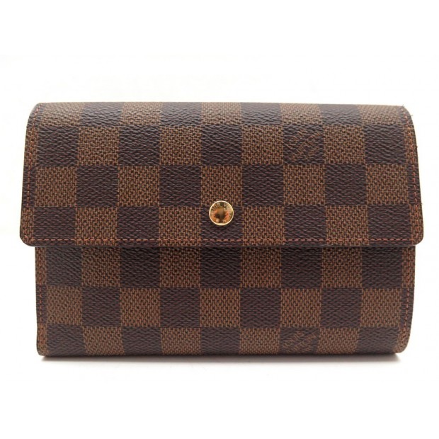 NEUF PORTEFEUILLE LOUIS VUITTON PORTE TRESOR EN TOILE DAMIER EBENE WALLET 545€