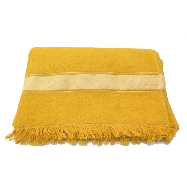 SERVIETTE DRAP DE PLAGE HERMES FOUTA PLAID COTON JAUNE YELLOW BEACH TOWEL 440€