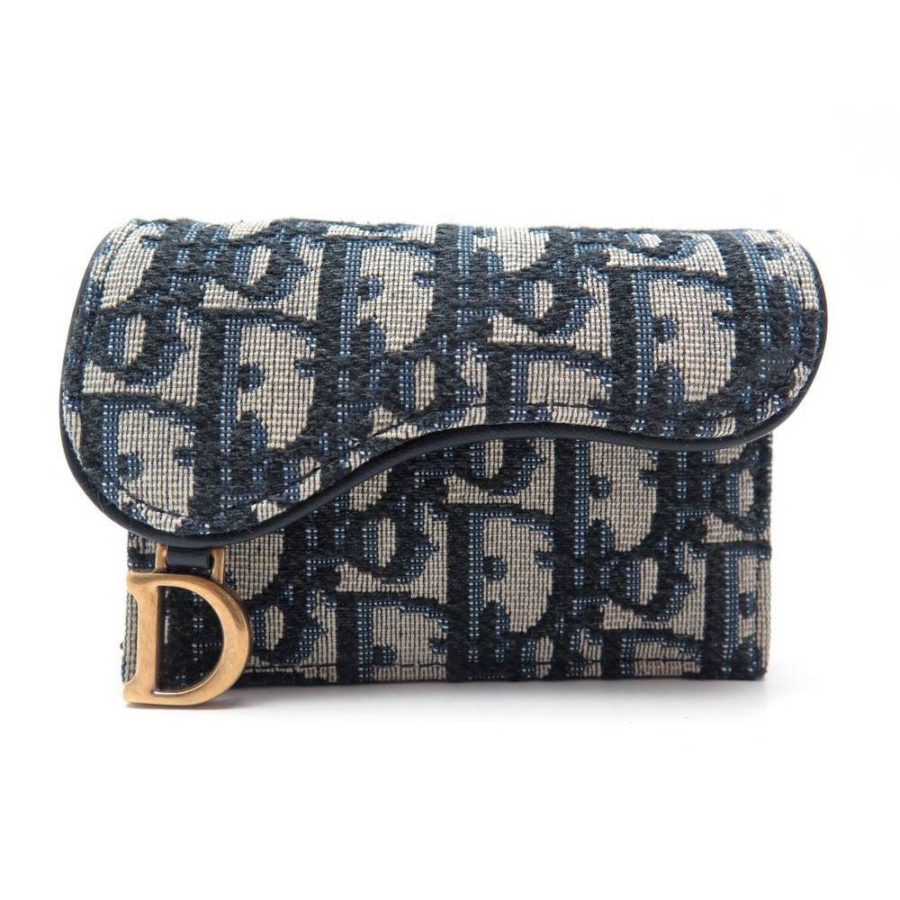 Portefeuille Dior vintage en tissu logo et cuir