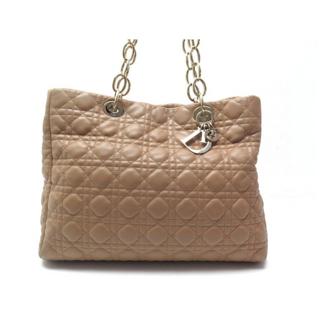 SAC A MAIN CHRISTIAN DIOR LADY SOFT GM CUIR CANNAGE BEIGE LEATHER HAND BAG 3000€