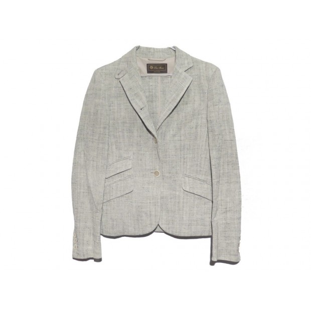 VESTE LORO PIANA TAILLE 40 EN LAINE ET SOIE GRISE WOOL & SILK GREY JACKET 1500