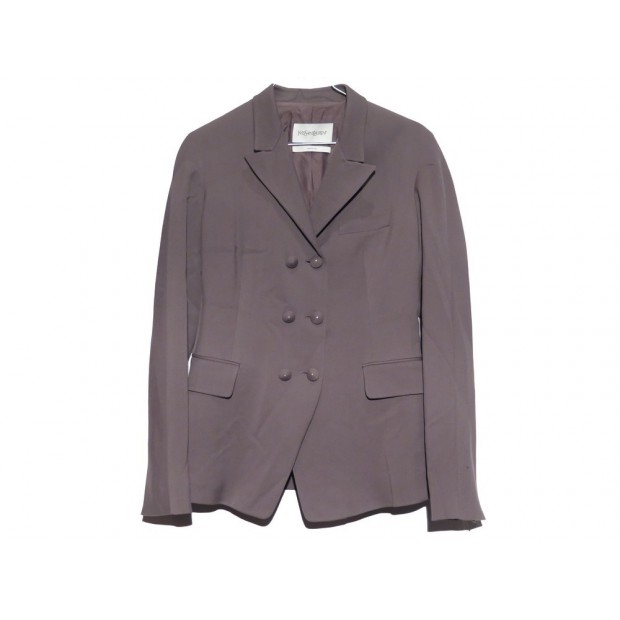 VESTE YVES SAINT LAURENT 274164 TAILLE 36 TAUPE LAINE BROWNISH GREY JACKET 1990