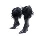 CHAUSSURES BOTTES A TALONS DIOR 38 EN CUIR & FOURRURE NOIR BLACK FUR BOOTS 1350