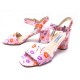 NEUF CHAUSSURES PRADA SANDALES A TALONS 37.5 EN CUIR VERNI ROSE + SAC SHOES 595€