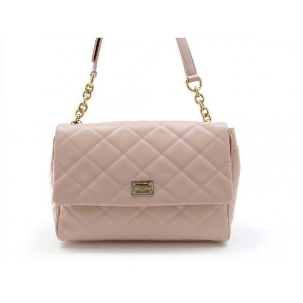 NEUF SAC A MAIN DOLCE & GABBANA KATE EN CUIR MATELASSE ROSE 1300 