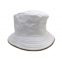 NEUF CHAPEAU HERMES BOB TISSU BLANC + BOITE 