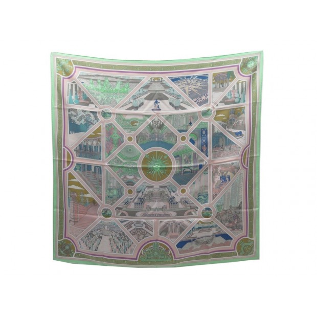 NEUF FOULARD HERMES FLANERIE A VERSAILLES CARRE 90 SOIE MULTICOLORE SCARF 370€