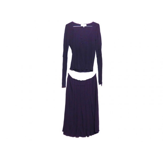 YVES SAINT LAURENT M 38 CHEMISIER HAUT + JUPE VISCOSE VIOLET SKIRT & TOP 2500€