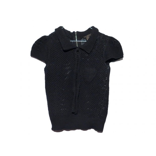 NEUF PULL MANCHES COURTES LOUIS VUITTON TAILLE L 38 EN LAINE NOIR WOOL TOP 450