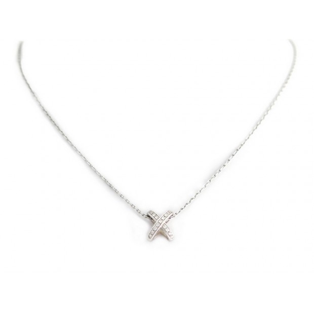 COLLIER CHAUMET JEUX DE LIENS 082215 OR BLANC 18K DIAMANT 0.17 CT NECKLACE 2620€