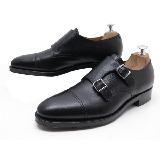 NEUF CHAUSSURES JOHN LOBB WILLIAM MOCASSINS 8.5E 42.5 EN CUIR GRAINE NOIR 1150