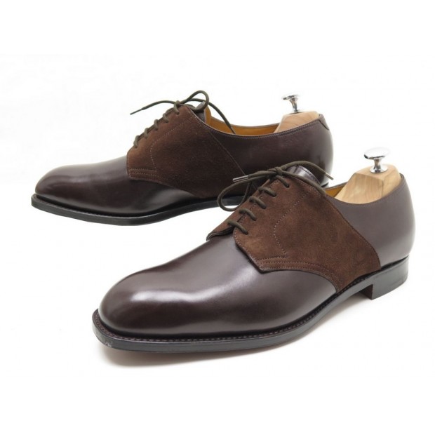 NEUF CHAUSSURES JOHN LOBB INCIA 9E 43 DERBYS EN CUIR & DAIM MARRON BROWN 1310