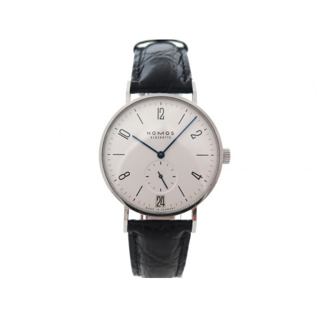 MONTRE NOMOS TANGENTE DATUM 370 37 MM MECANIQUE ACIER & CUIR STEEL WATCH 1690€