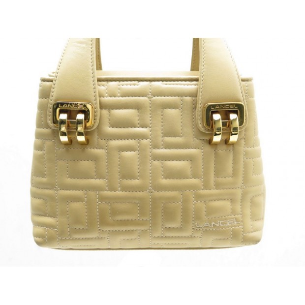 SAC A MAIN LANCEL 20 CM EN CUIR BEIGE MATELASSE QUILTED LEATHER HAND BAG 490€